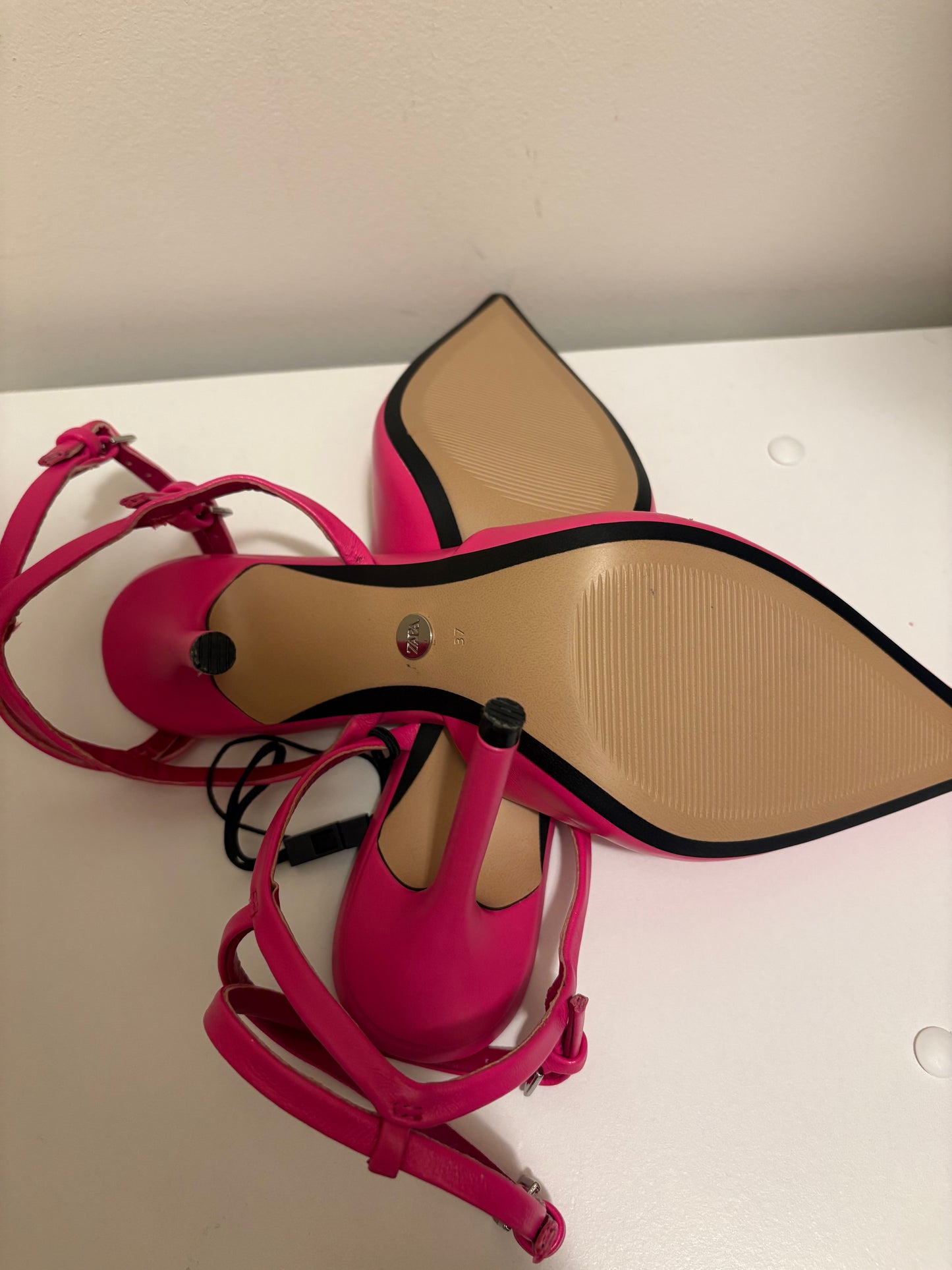 Zara fuchsia ankle strap heels