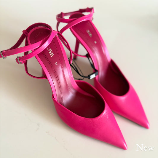 Zara fuchsia ankle strap heels